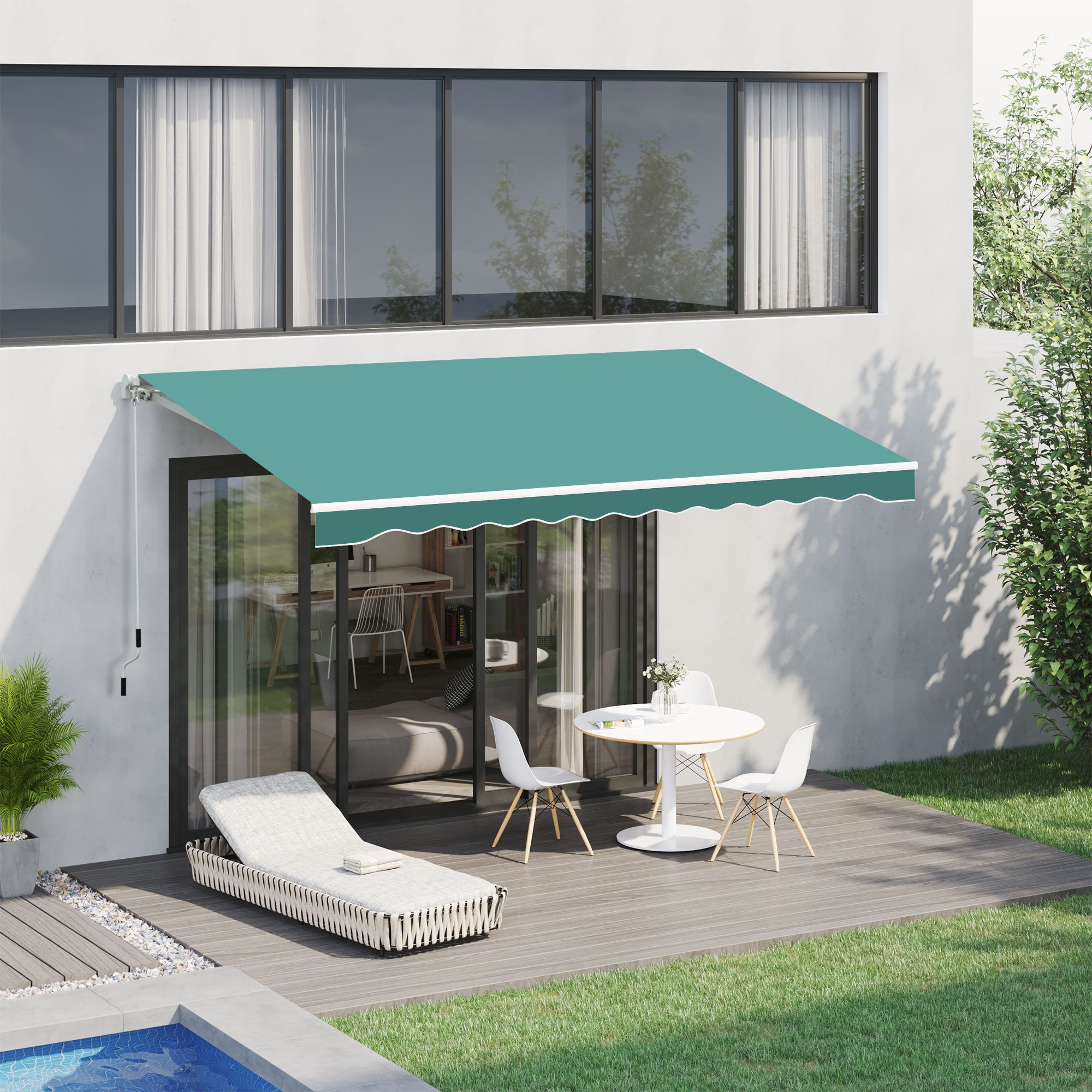 Manual Retractable Awning 3.5x2.5 m Green