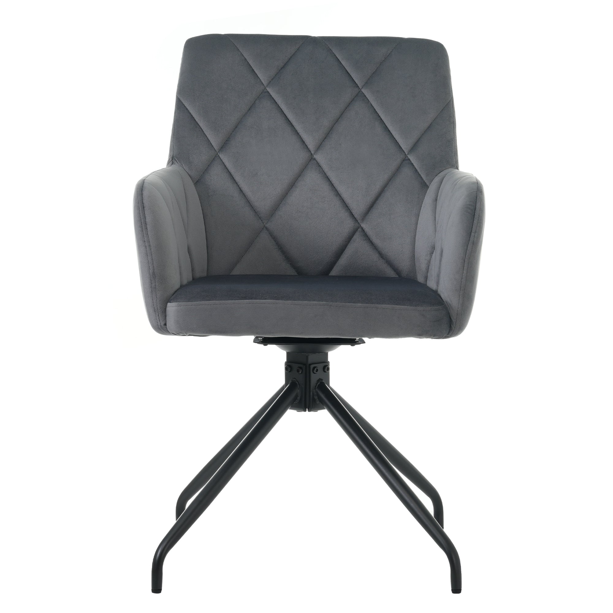 360° Swivel Dining Chairs, Set of 6 with Diamond Pattern and Lumbar Support, Anthracite Velvet