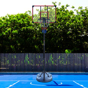 Outdoor Basketball Hoop with Height Adjustable Stand and Shock-Absorbing Basket, Red Silk-Screen Design