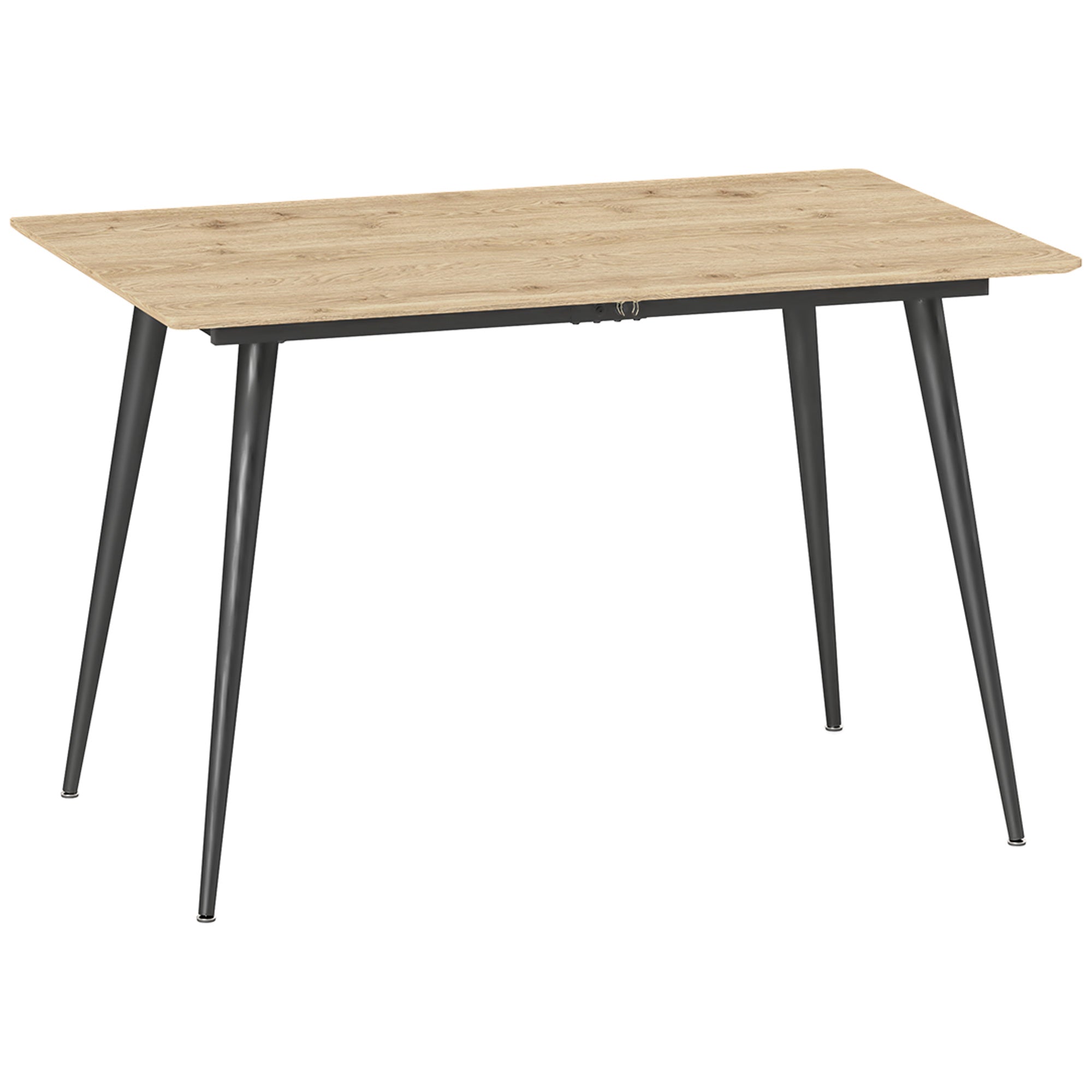 Extendable Dining Table 120/160 cm, 6-8 Person Kitchen Table Steel Legs, Natural Finish
