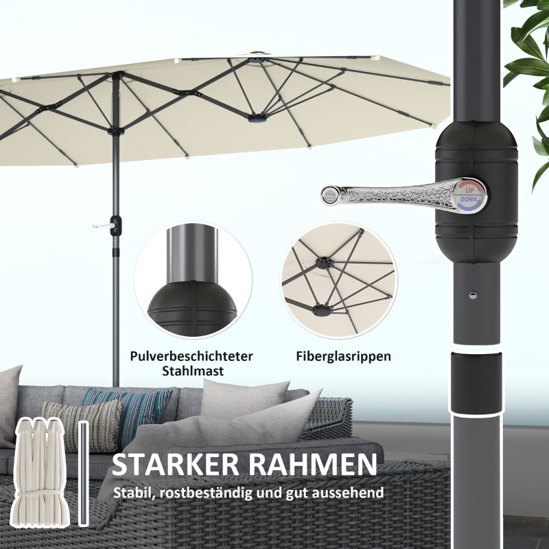 Double Parasol, 436 x 260 cm, UV Protection, Steel, Beige