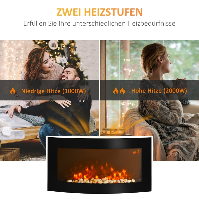 Electric Fireplace with Heater, LED Flame Effect & Remote Control, Black