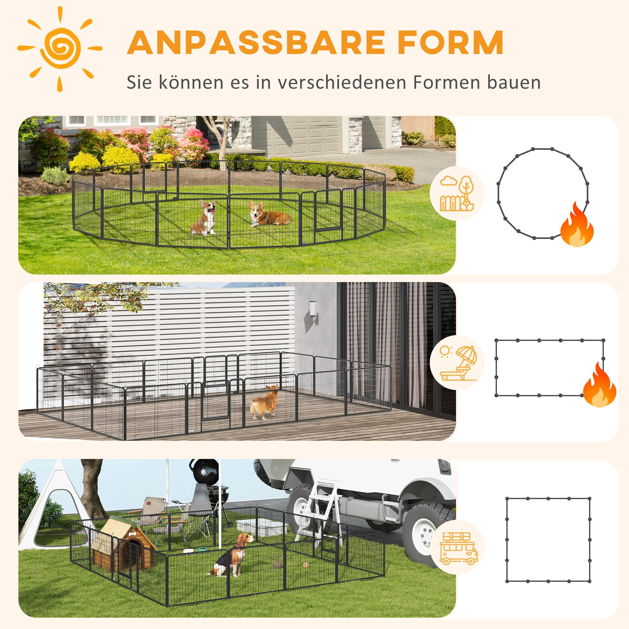 Puppy Playpen, 60cm 16 Sections 2 Doors, Steel