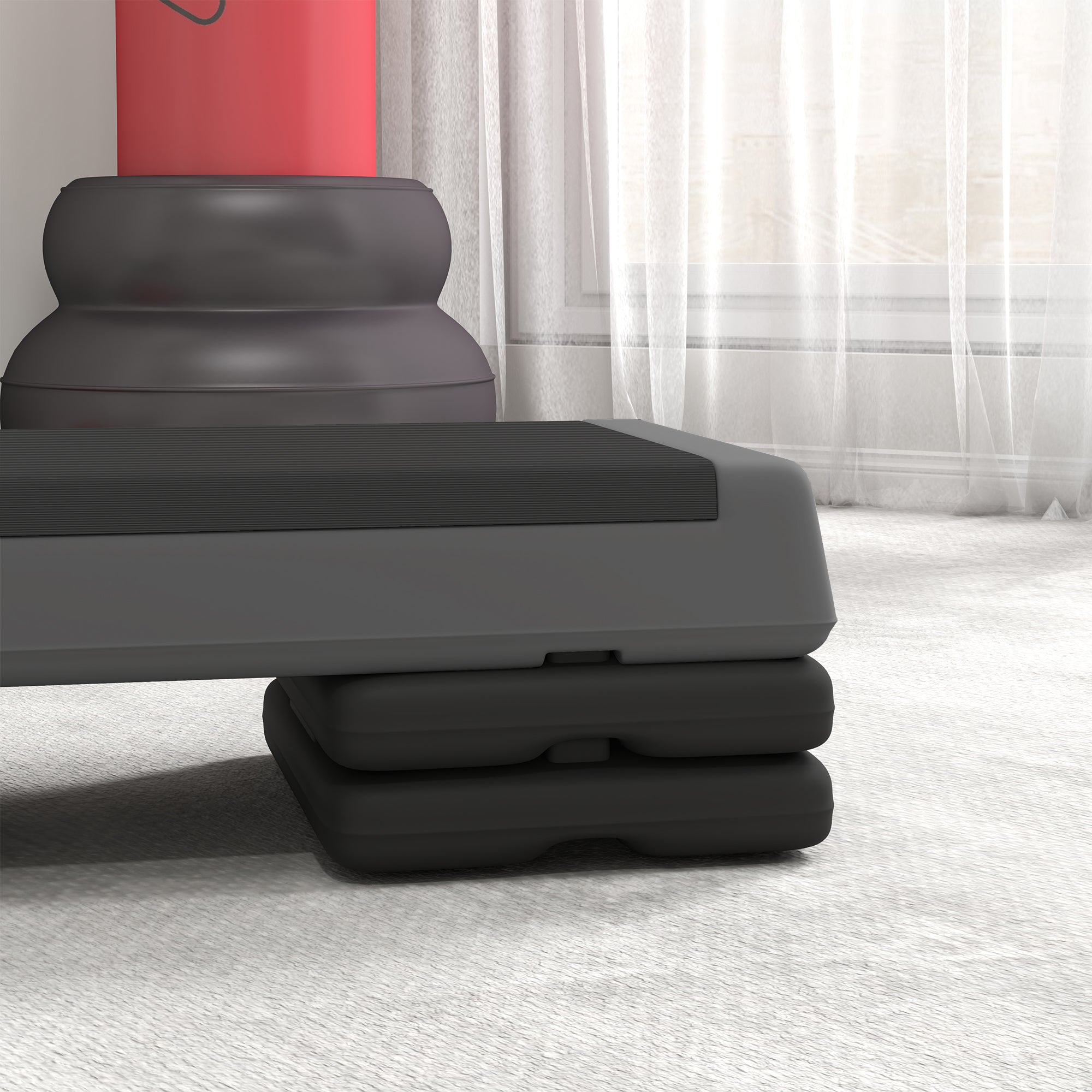 Aerobic Stepper, Height-Adjustable Non-Slip, Plastic Gray