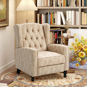 Chesterfield-Style Reclining Armchair - Beige