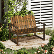 2-Seater Garden Bench, Backrest Armrests 240kg Load Capacity, Charred Wood