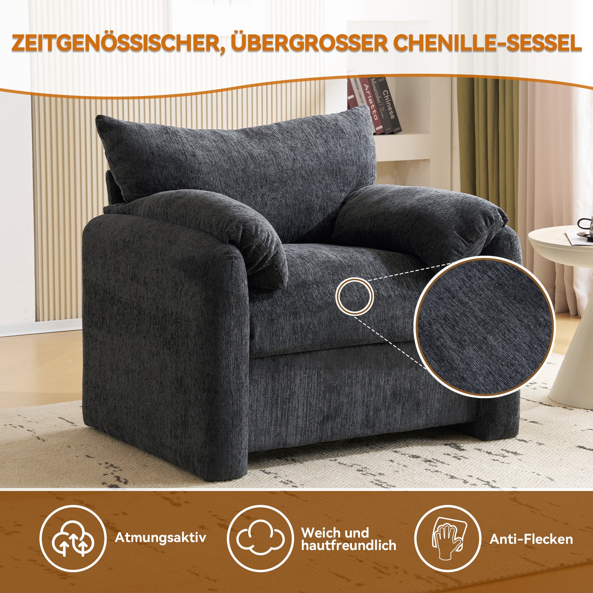Armchair, Oversized, Decorative, Single Sofa, Leisure Chair, Chenille Fabric