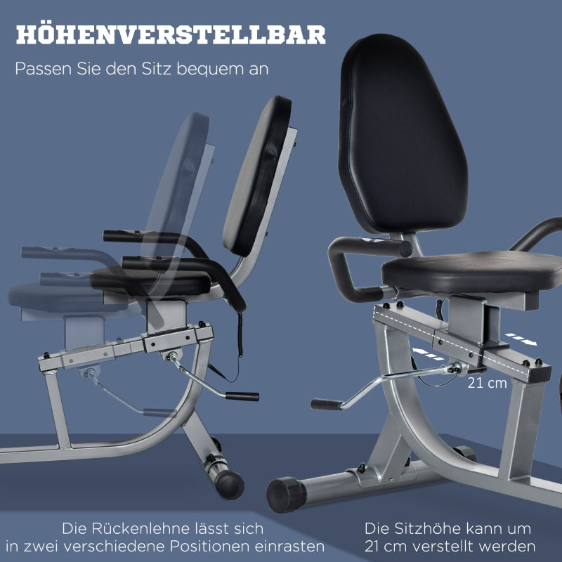 Exercise Bike 8 Resistance Levels - Steel Grey/Black/Silver