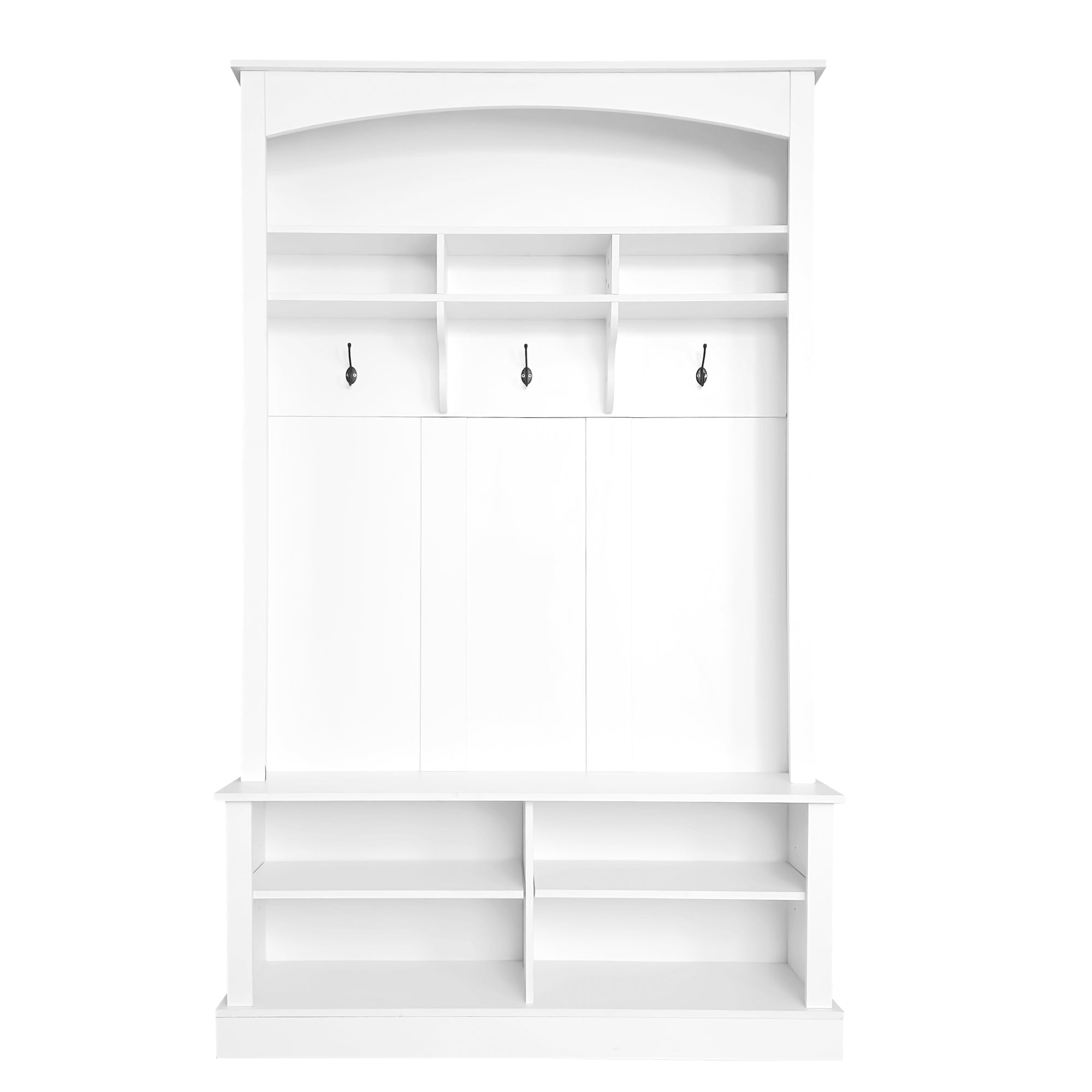 Wardrobe set with bench and shoe rack, multifunctional, storage, white