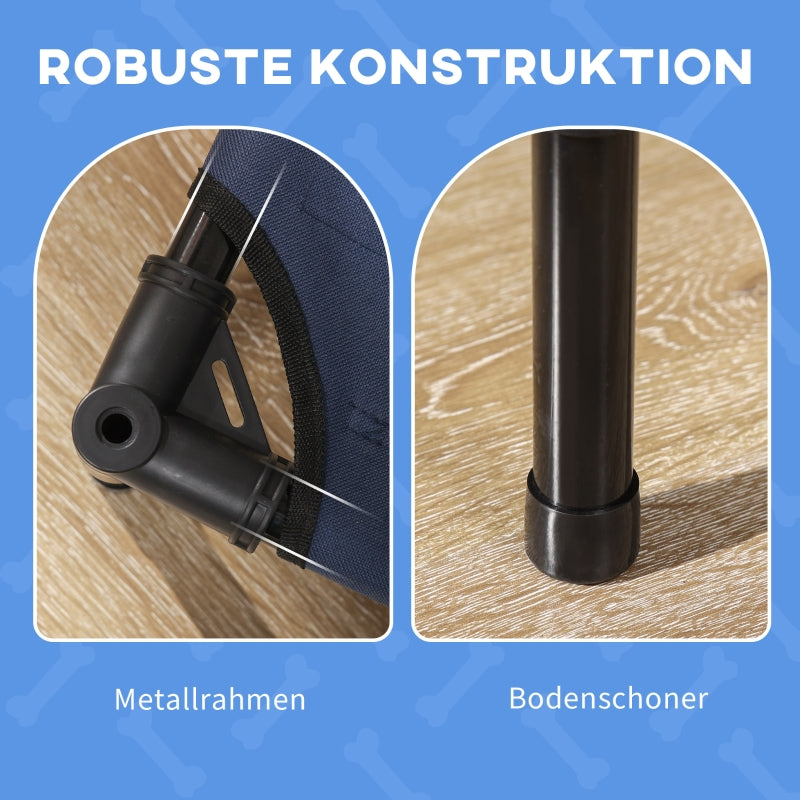 PawHut Outdoor Dog Bed with Canopy, Foldable, blue + black