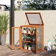 3-Tier Greenhouse Cold Frame with Storage Shelf, Wood Orange