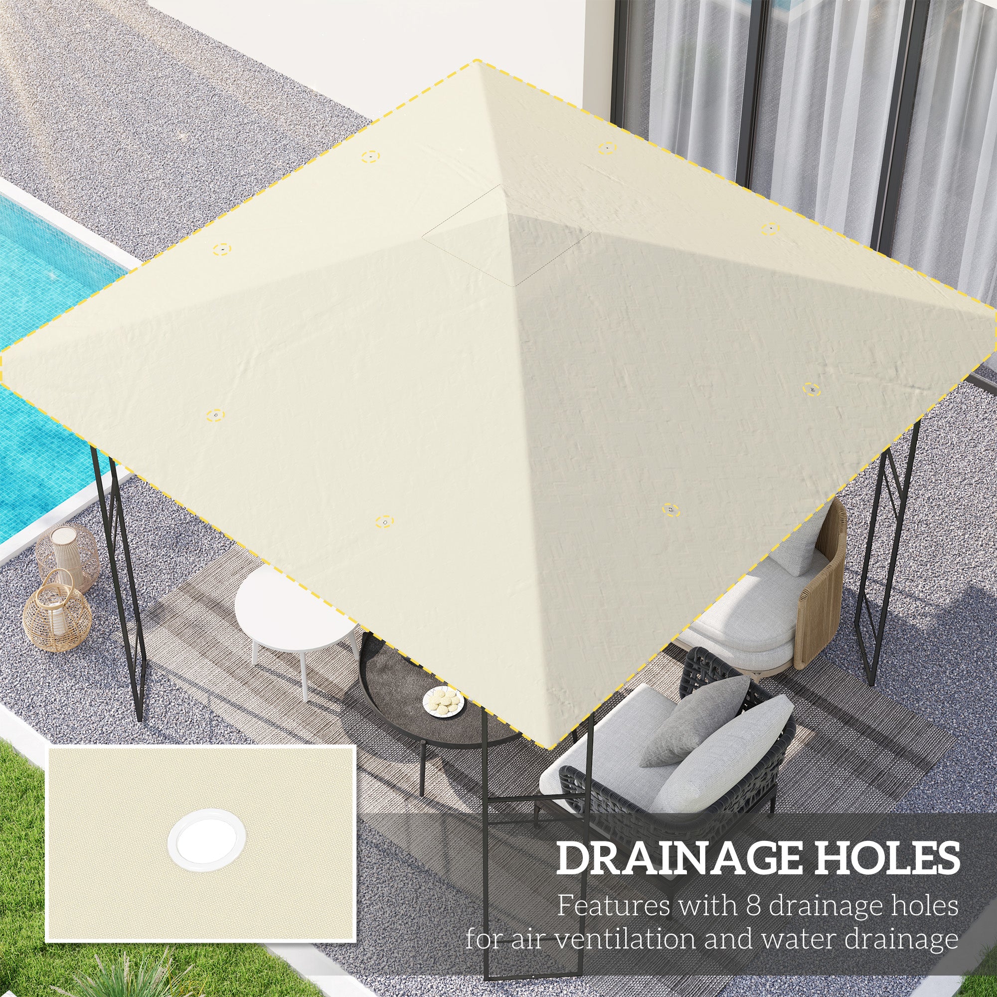Gazebo Canopy Replacement 3x3m for 01-0867 Cream