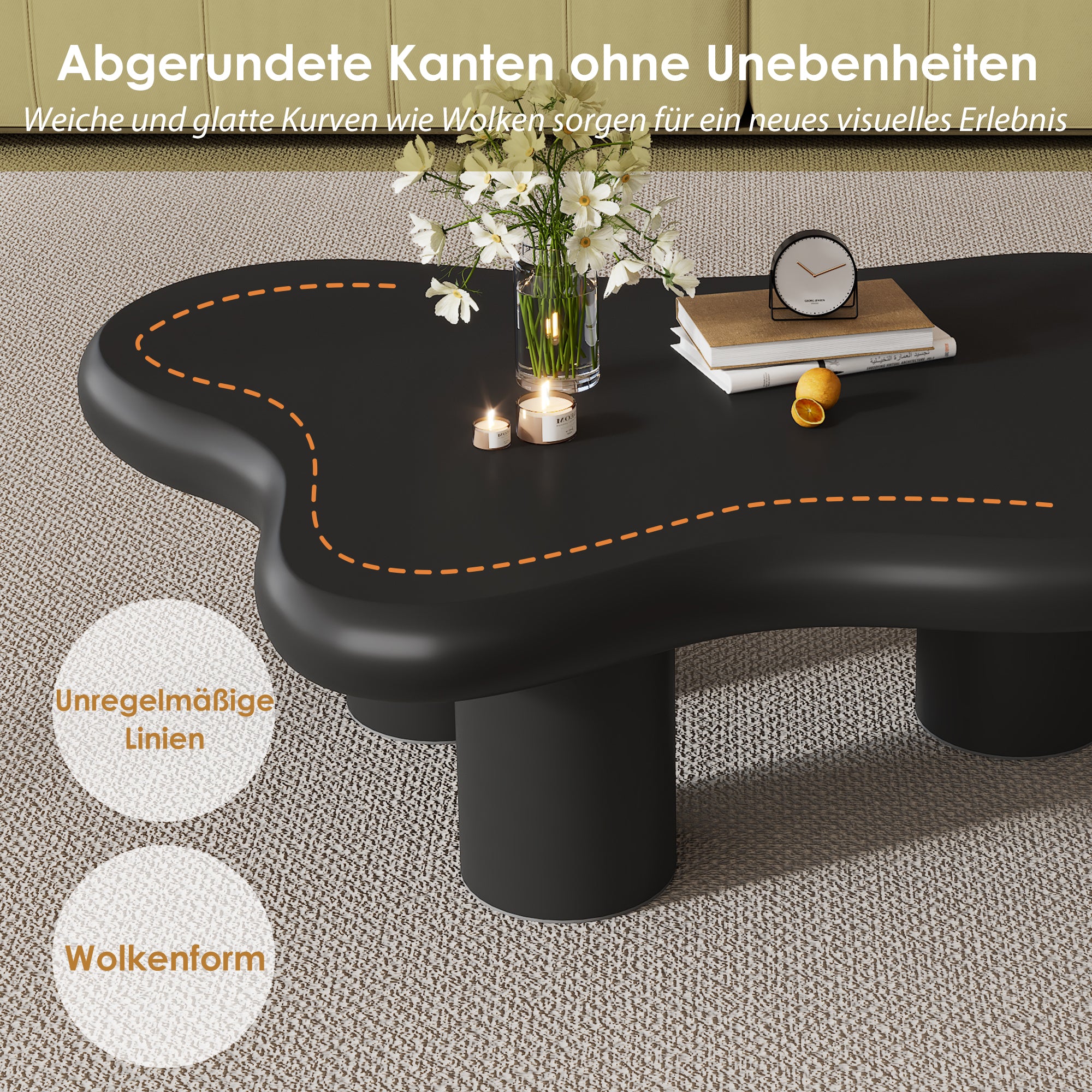 Coffee Table Irregular Cloud-Shaped 97x67x32cm - Lacquered MDF