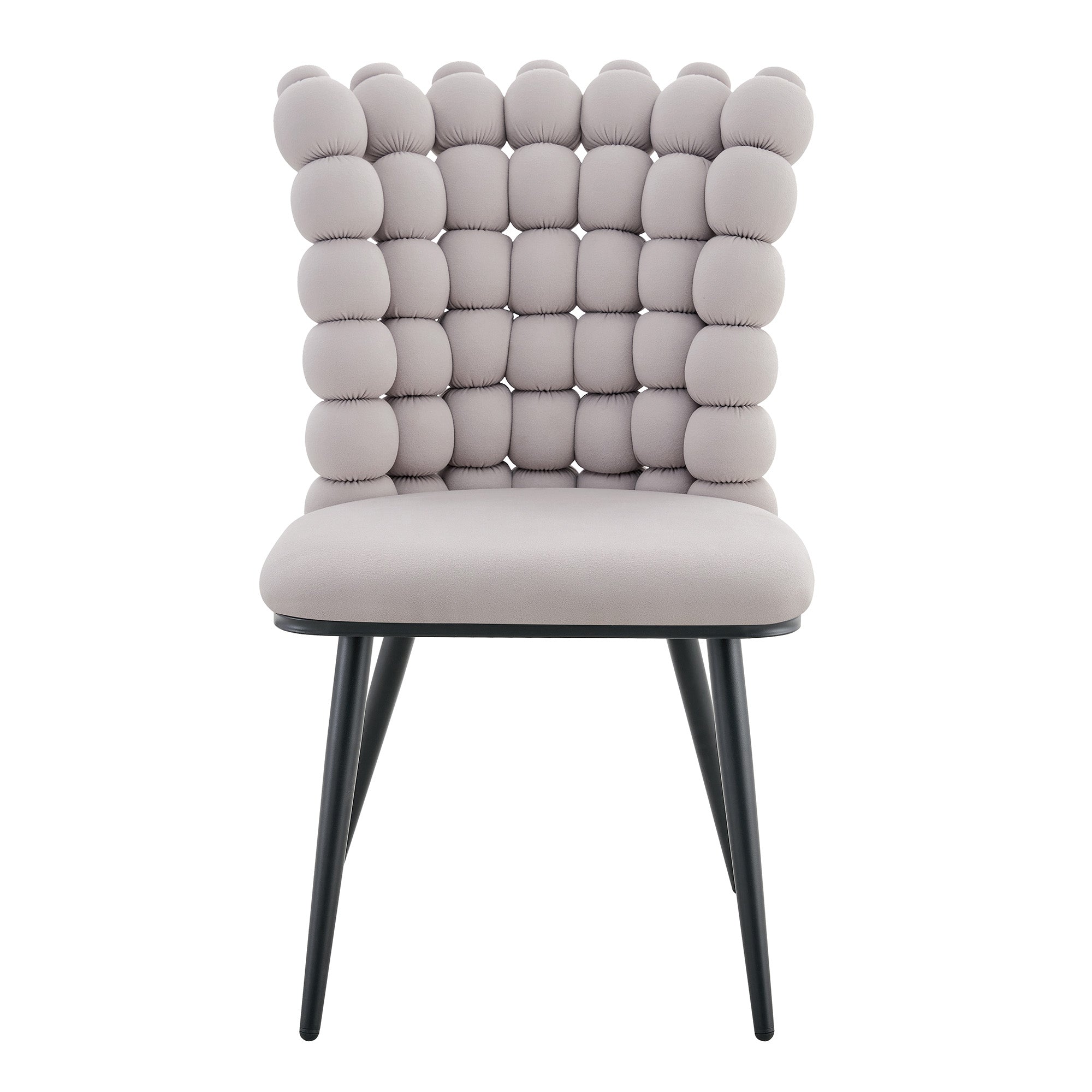 Dining Chairs, Set of 2, Beaded Chain, Stable Support, Light Grey Velvet