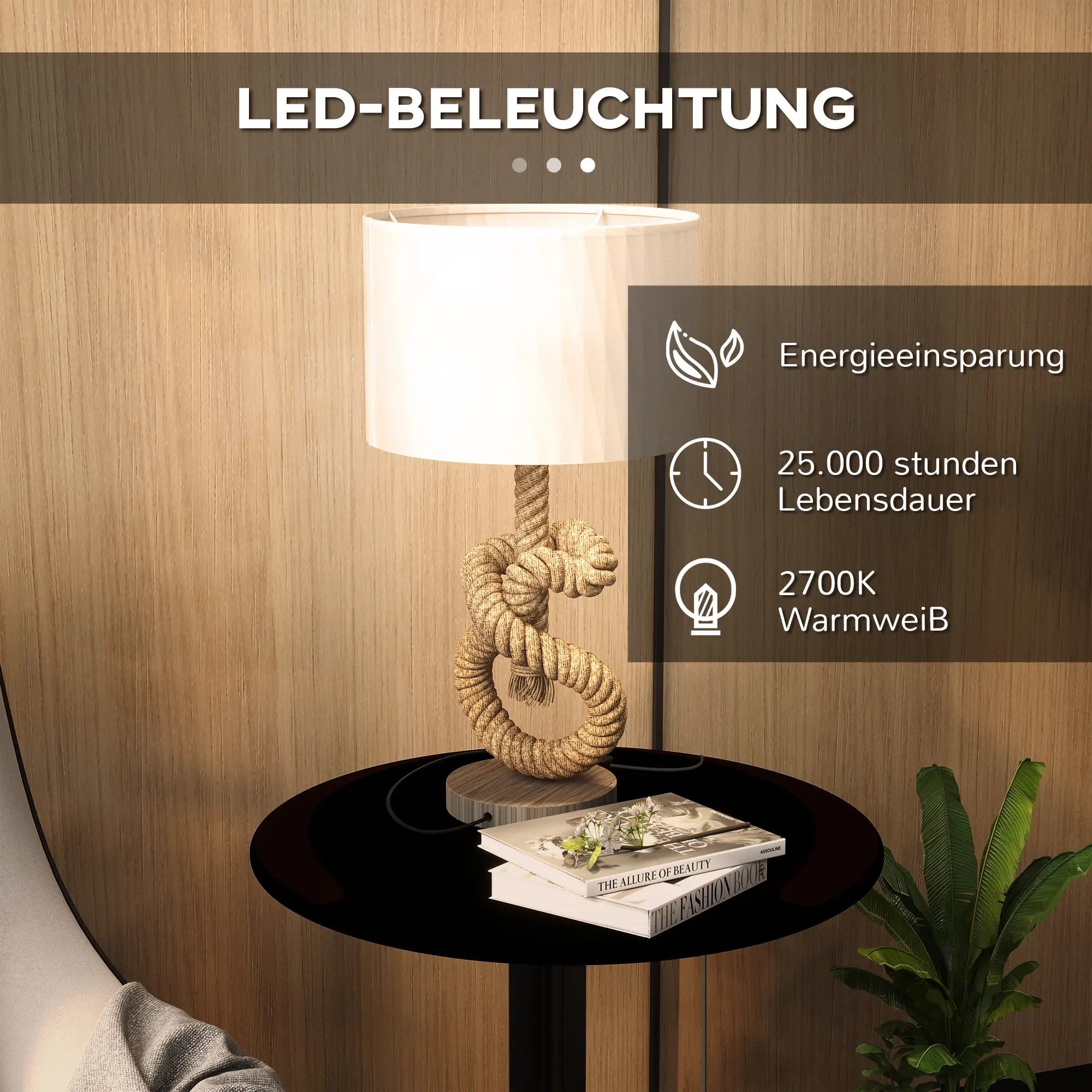 LED Table Lamp USB Rechargeable Bedside E27 Metal/Linen Cream White