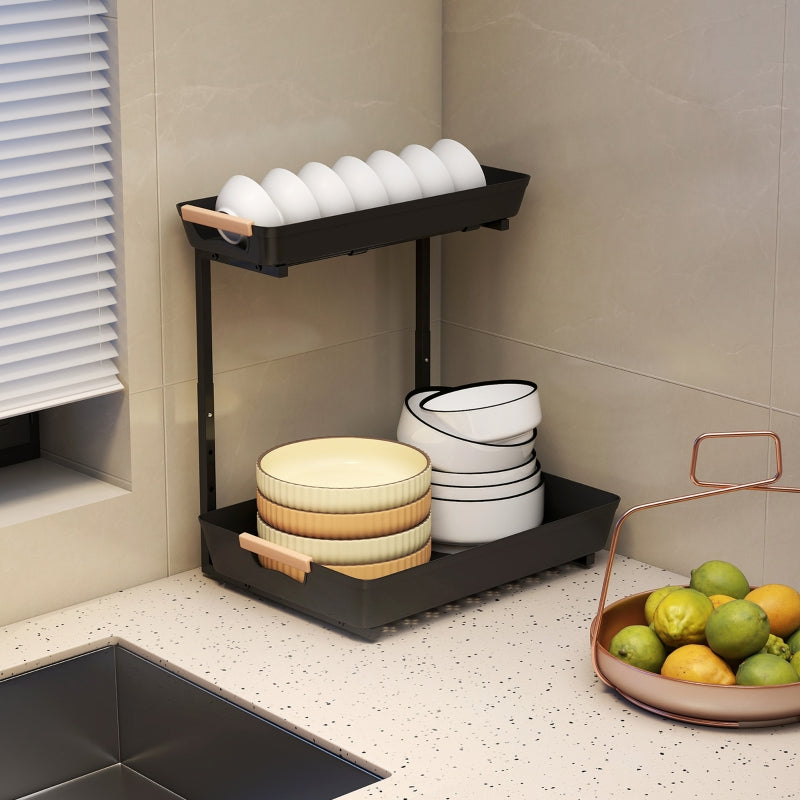 Kitchen Shelf, Height-Adjustable with 2 Baskets