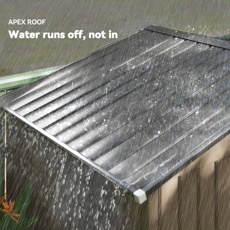 7 x 4ft Garden Shed, Outdoor Storage with Double Doors and Ventilation, Brown Metal