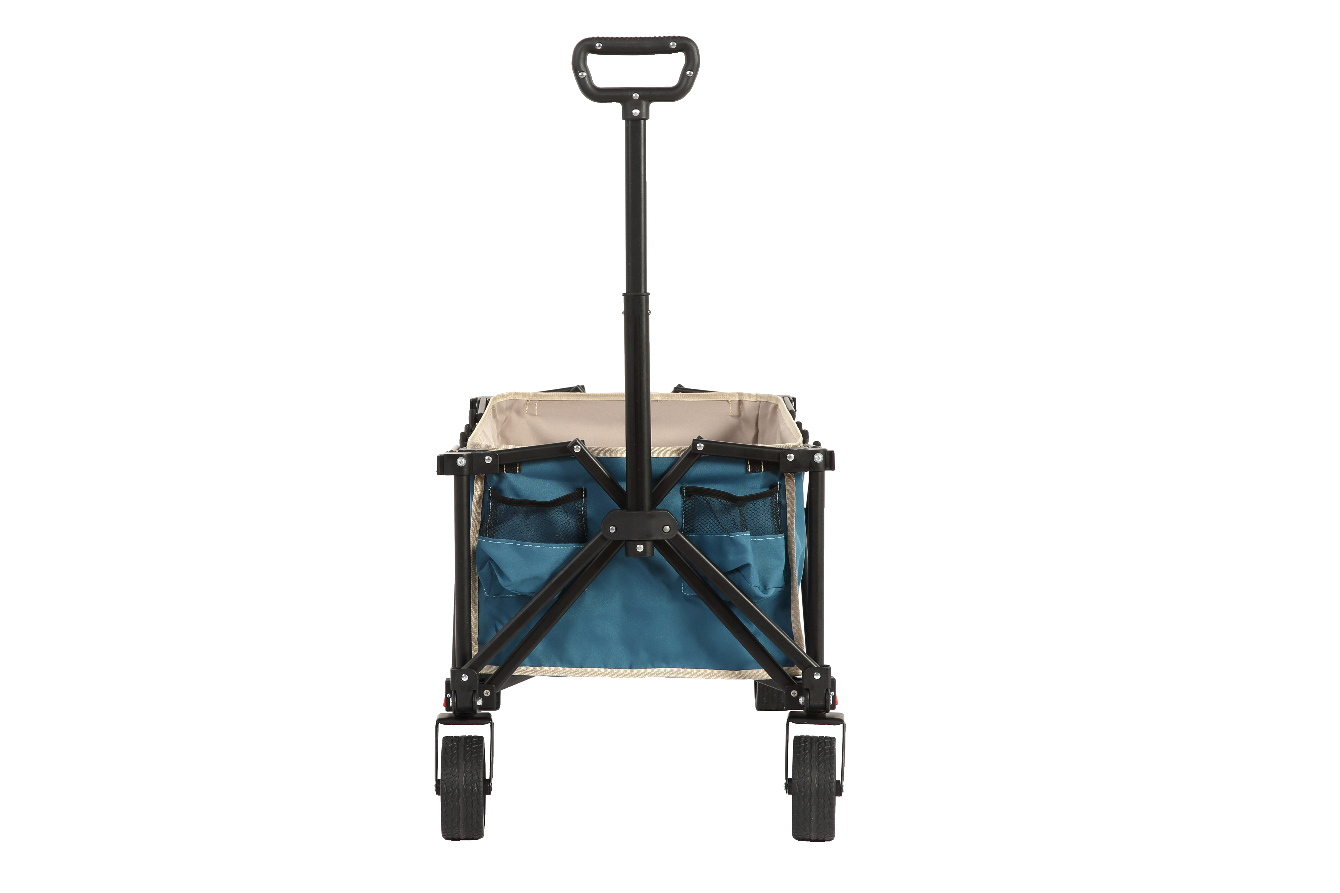 Folding Wagon Cart with All Terrain Wheels, Heavy Duty, Adjustable Handle, Outdoor Utility, Blue