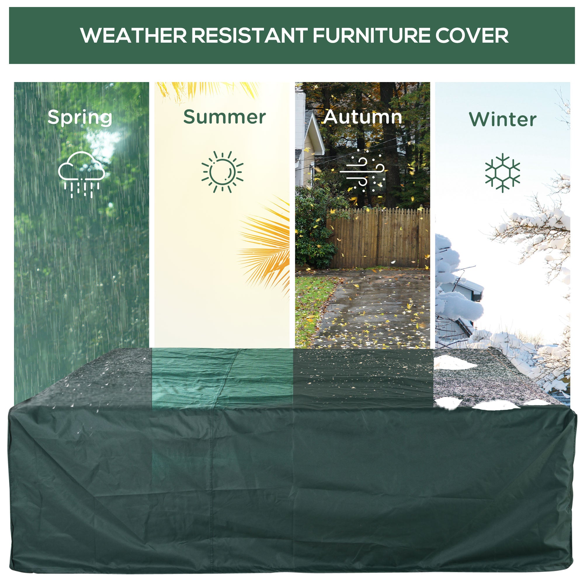 Large Patio Garden Furniture Set Cover Square Waterproof 600D Oxford, Green