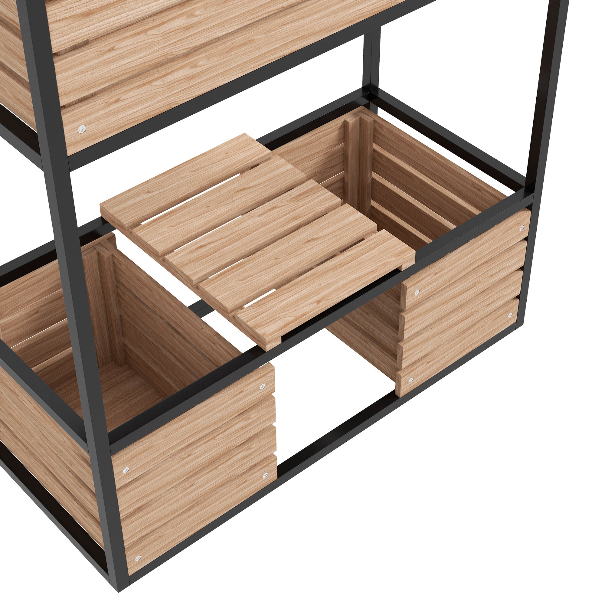 Wooden Raised Bed, 2-Tier Flower Box with Shelf 83x39x100 cm, Light Brown