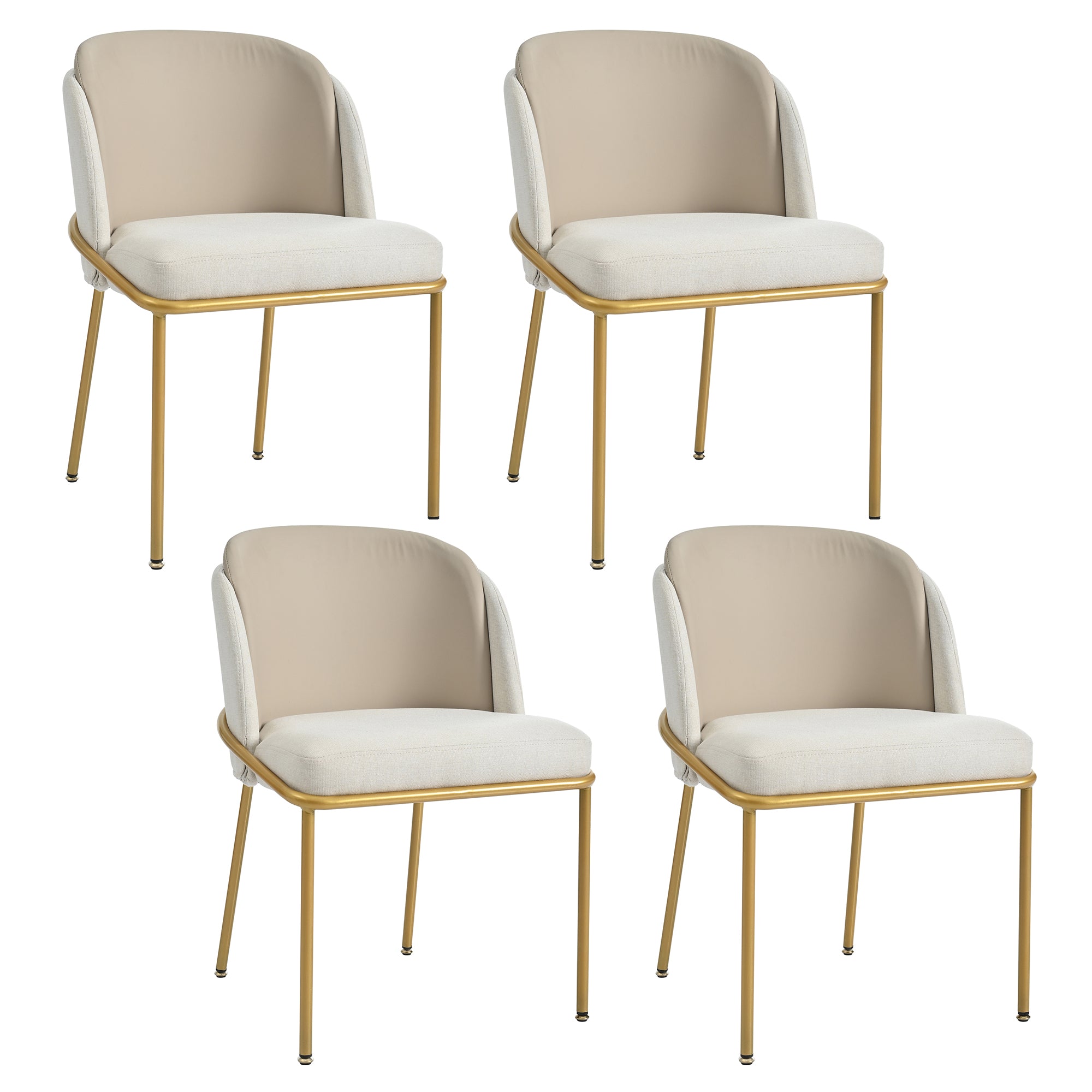 Chairs 4 Modern Angled Legs Adjustable Feet (Beige)