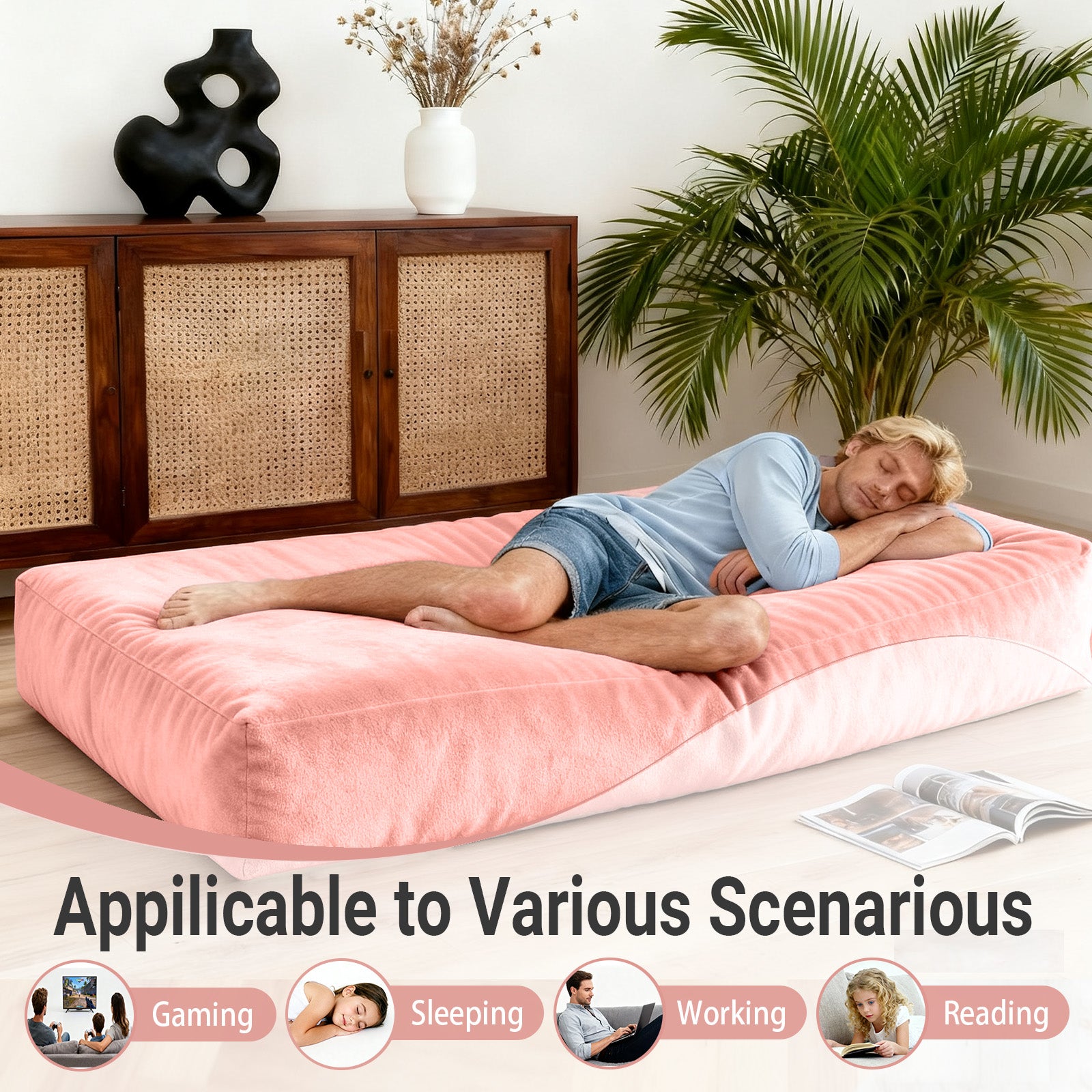 DBC-FENSE Convertible 2-in-1 Bean Bag Chair Bed Lounge Solution