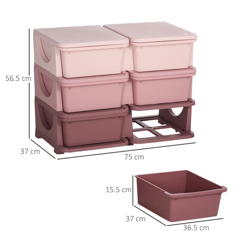 Kids Storage Unit Six Drawers Pink
