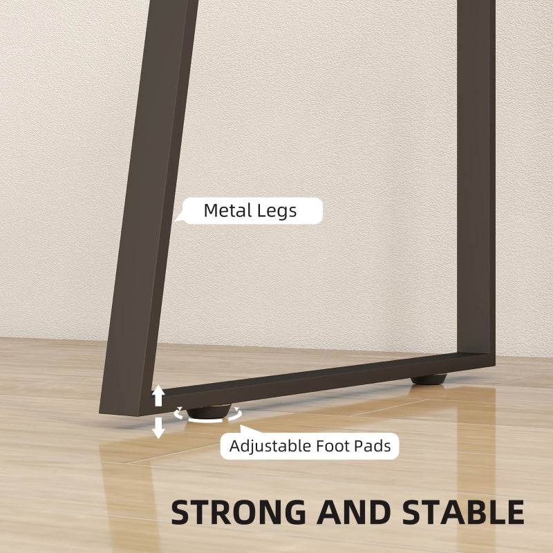 Computer Desk with Cabinet Drawer Metal Legs, Natural Wood Finish