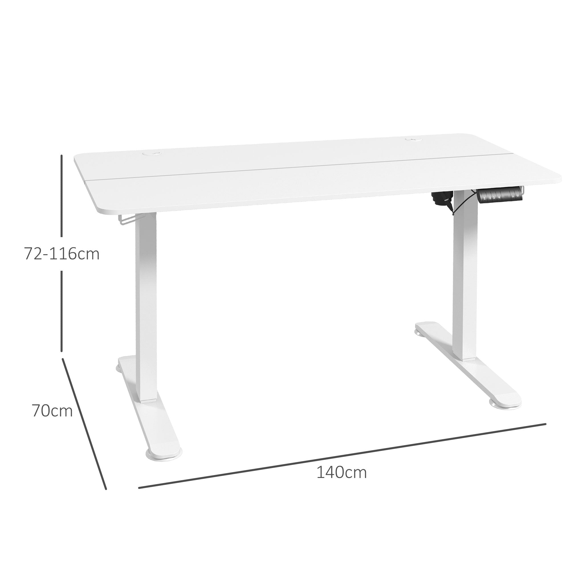 Electric Standing Desk 140x70cm Ergonomic 4-Memory Anti-Collision White
