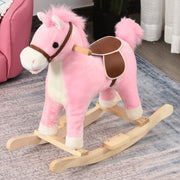 Rocking Horse Plush Rocking Animal with Animal Sounds for Children Pink