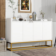 Sideboard, Minimalist 4-Door Handleless Buffet Cabinet, White