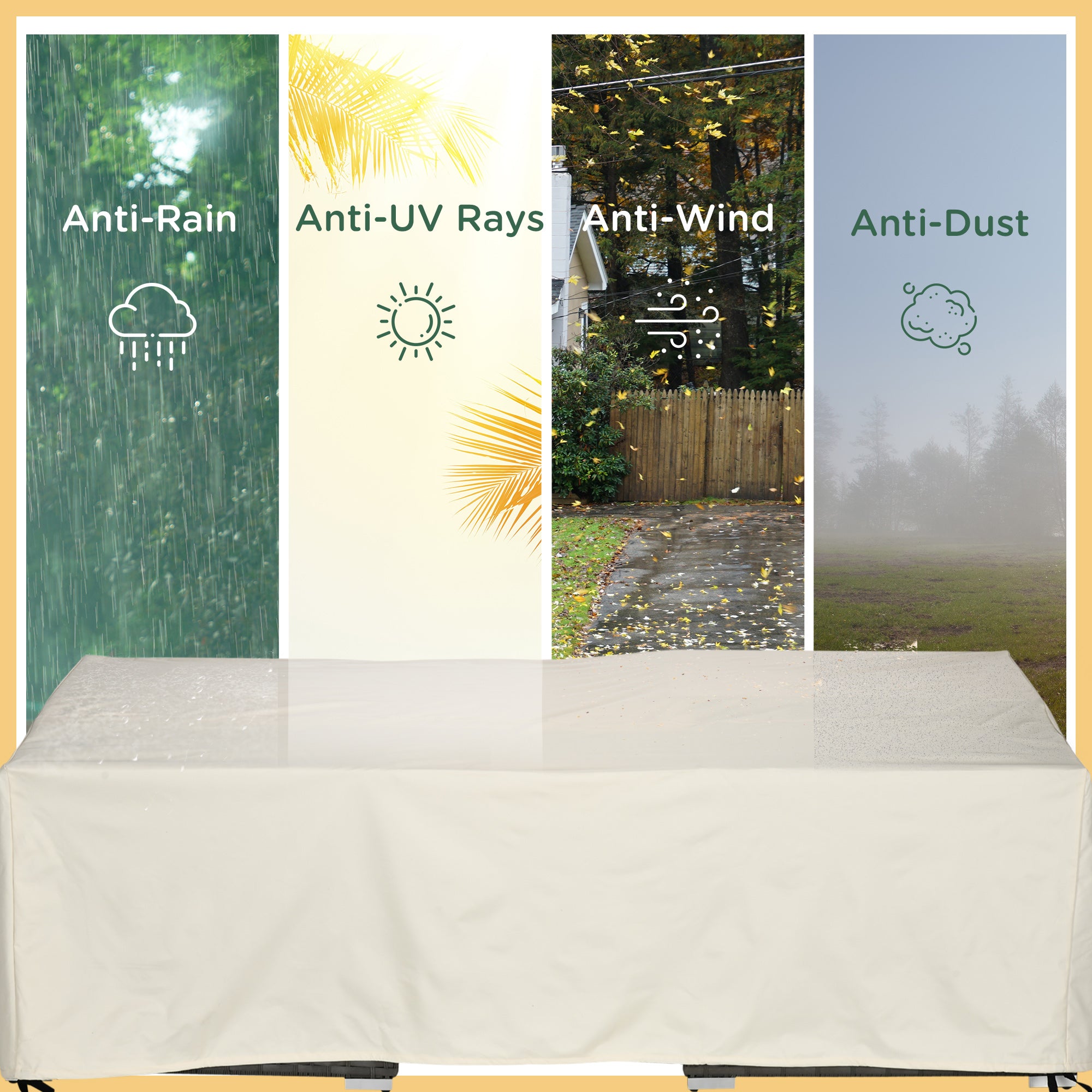 Garden Furniture Cover Waterproof 3 Seater Sofa Protector, 600D Oxford Cloth Beige