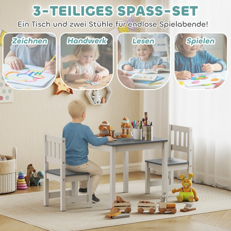 Children's Table Set 3-Piece 56x52x48 cm - Grey
