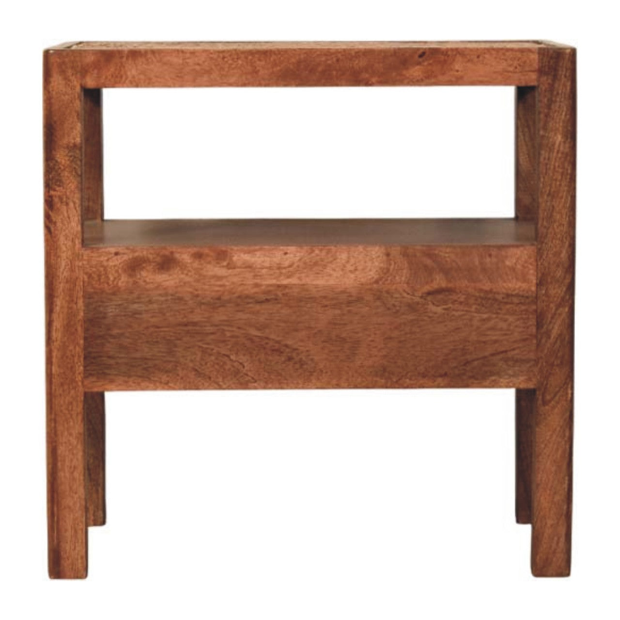 The Caldera Bedside Stand, 1 Drawer 1 Open Slot, Solid Wood Brown