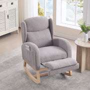 049B Rocking Chair, Nursing Lounge Chair with Adjustable Footrest, High Back, Teddy Fabric, Gray