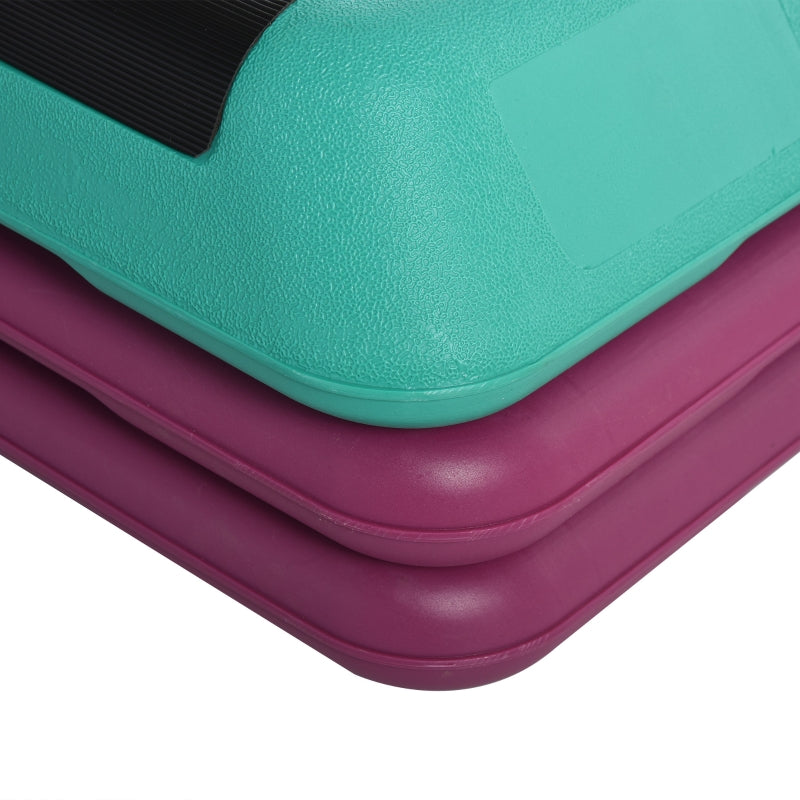 Aerobic Step Board, Adjustable Height, Fitness, PVC PP, Black Green Purple