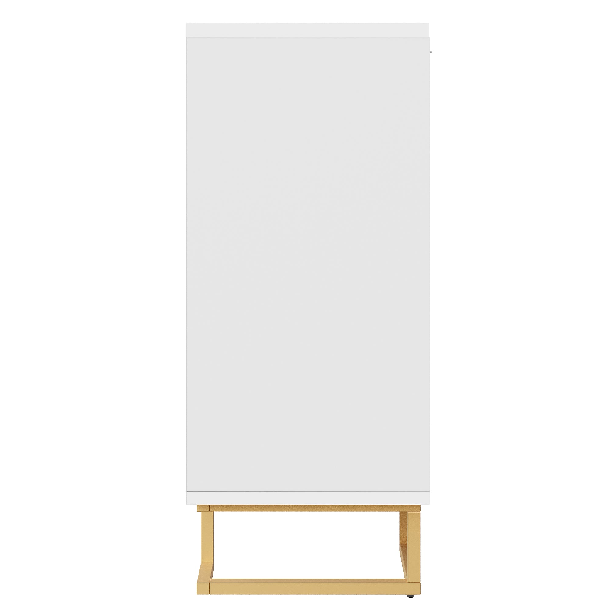 Sideboard with Geometric Design and Gold Handles, 152 x 40 x 75 cm, White