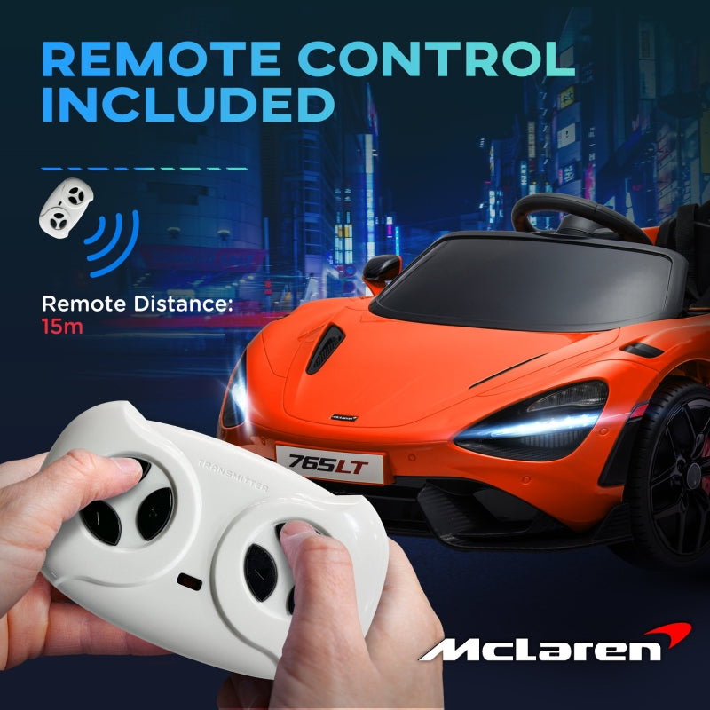 McLaren 765LT 12V Kids Electric Ride On Car, Orange