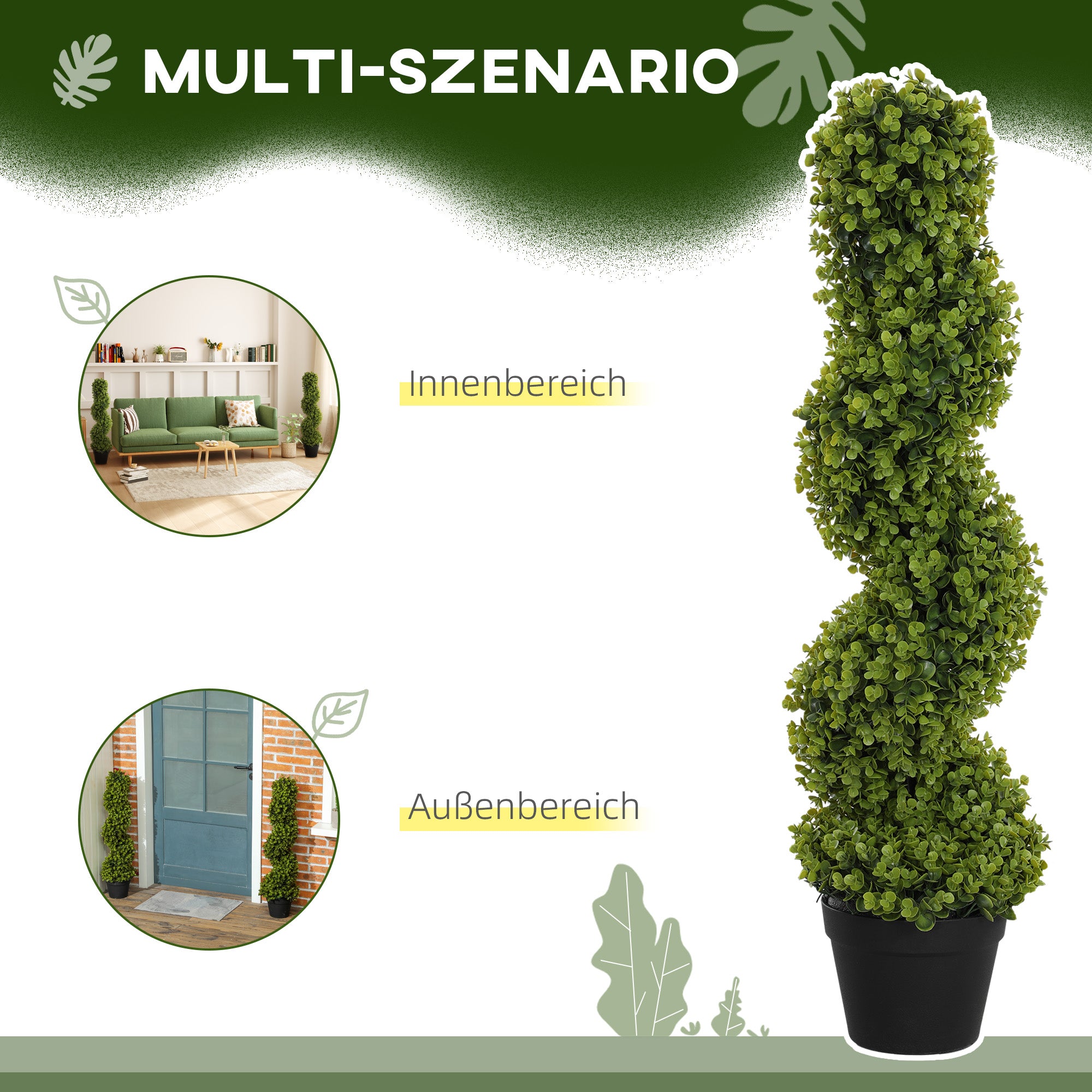 Artificial Spiral Eucalyptus, 90 cm Indoor Plant, Green