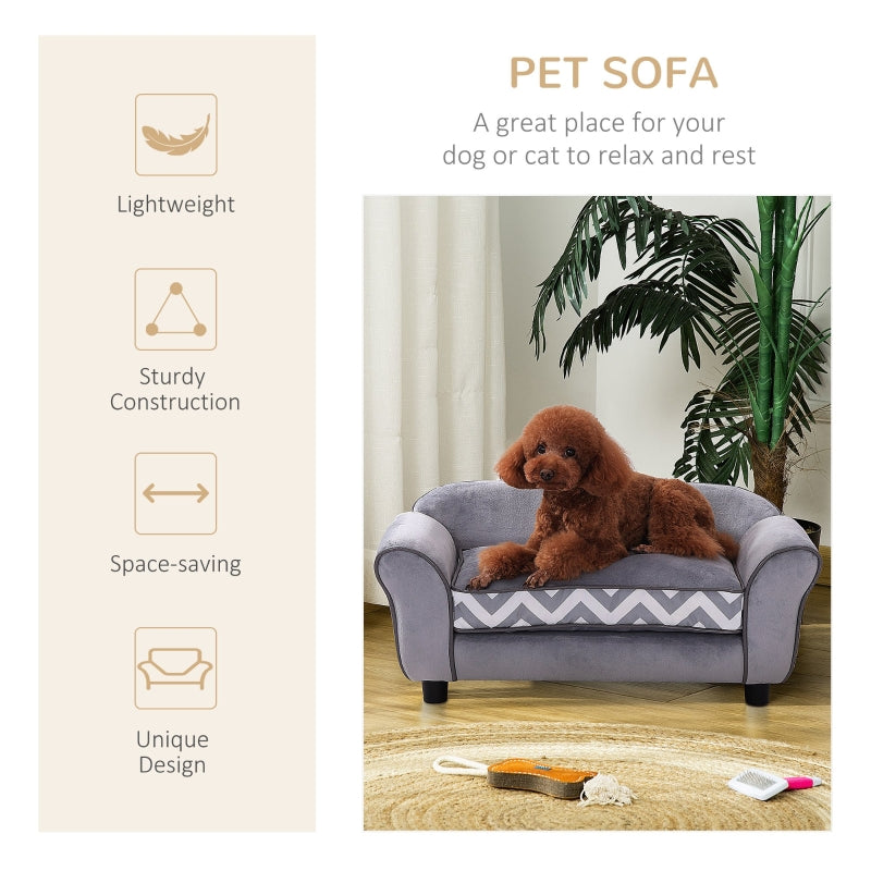 Dog Sofa Bed, Soft Cushion Washable Cover Removable Legs Wooden Frame - Grey