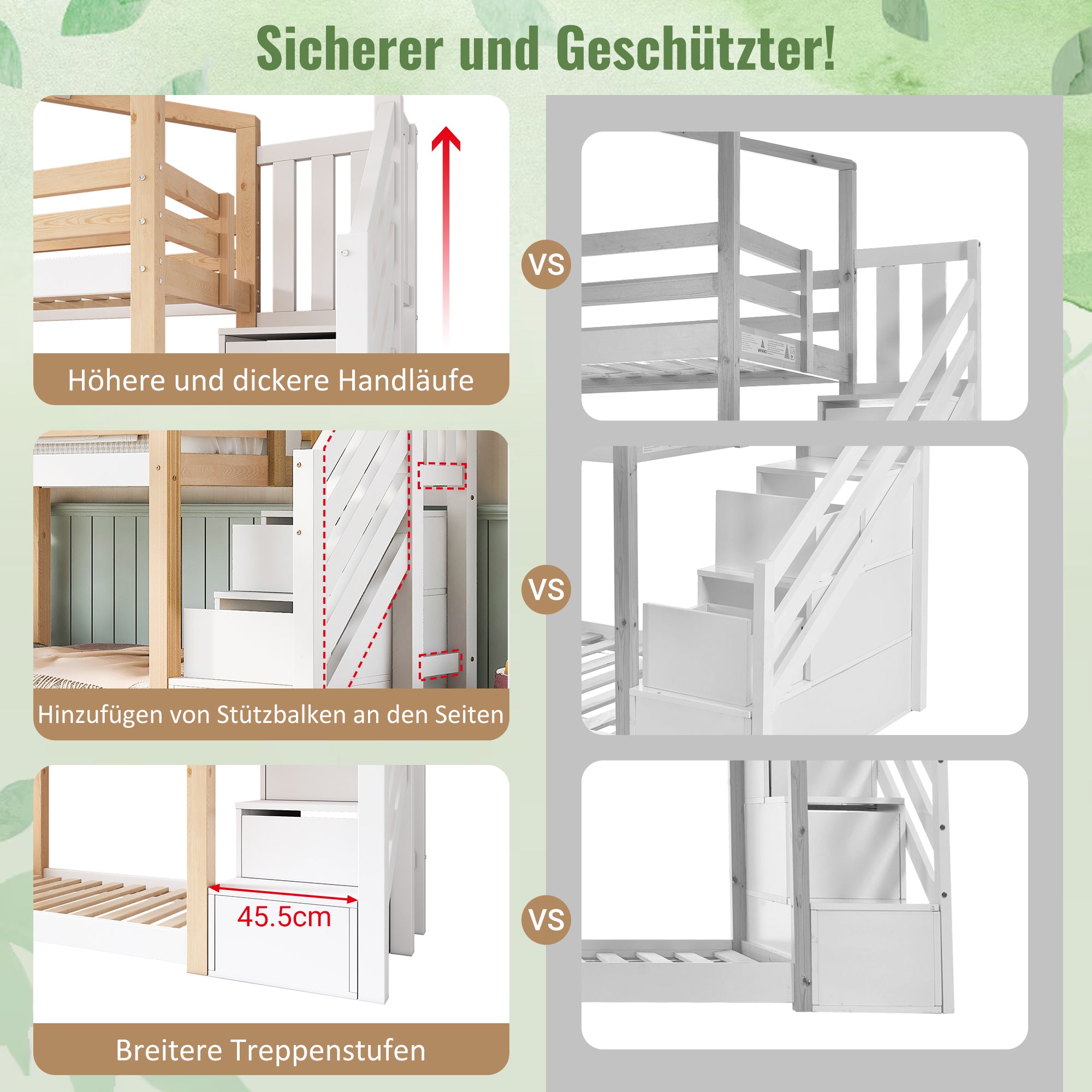 Children's Treehouse Bunk Bed 90x200cm Window Design Storage - Natural & White