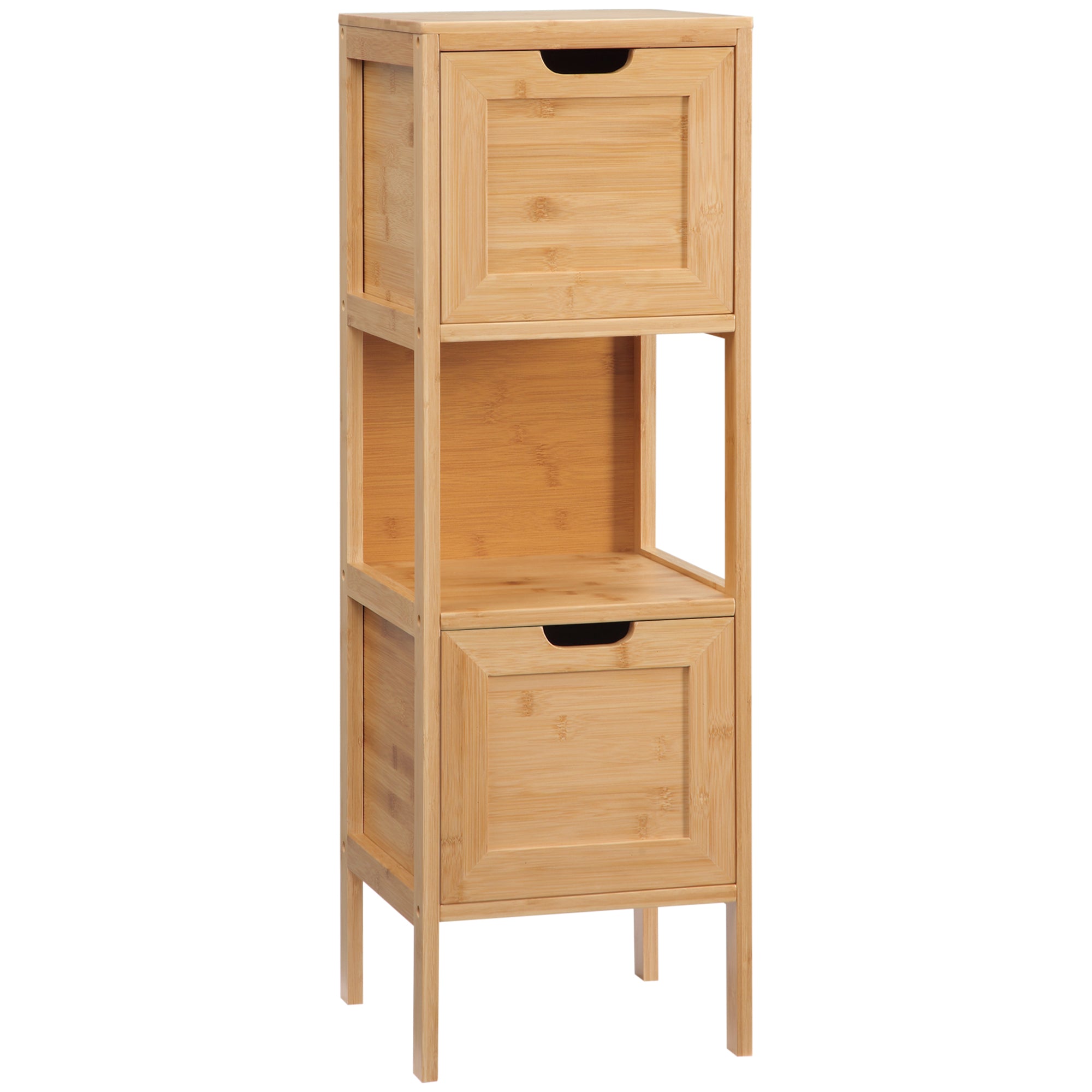 kleankin Bathroom Cabinet, 2 Drawers, Bamboo