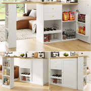 Rotating Bar Table 2 Drawers Sliding Cabinet Open Storage