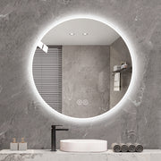70cm LED Round Bathroom Mirror, Anti-Fog Dimmable Light 3 Color Temperature, Smart Mirror