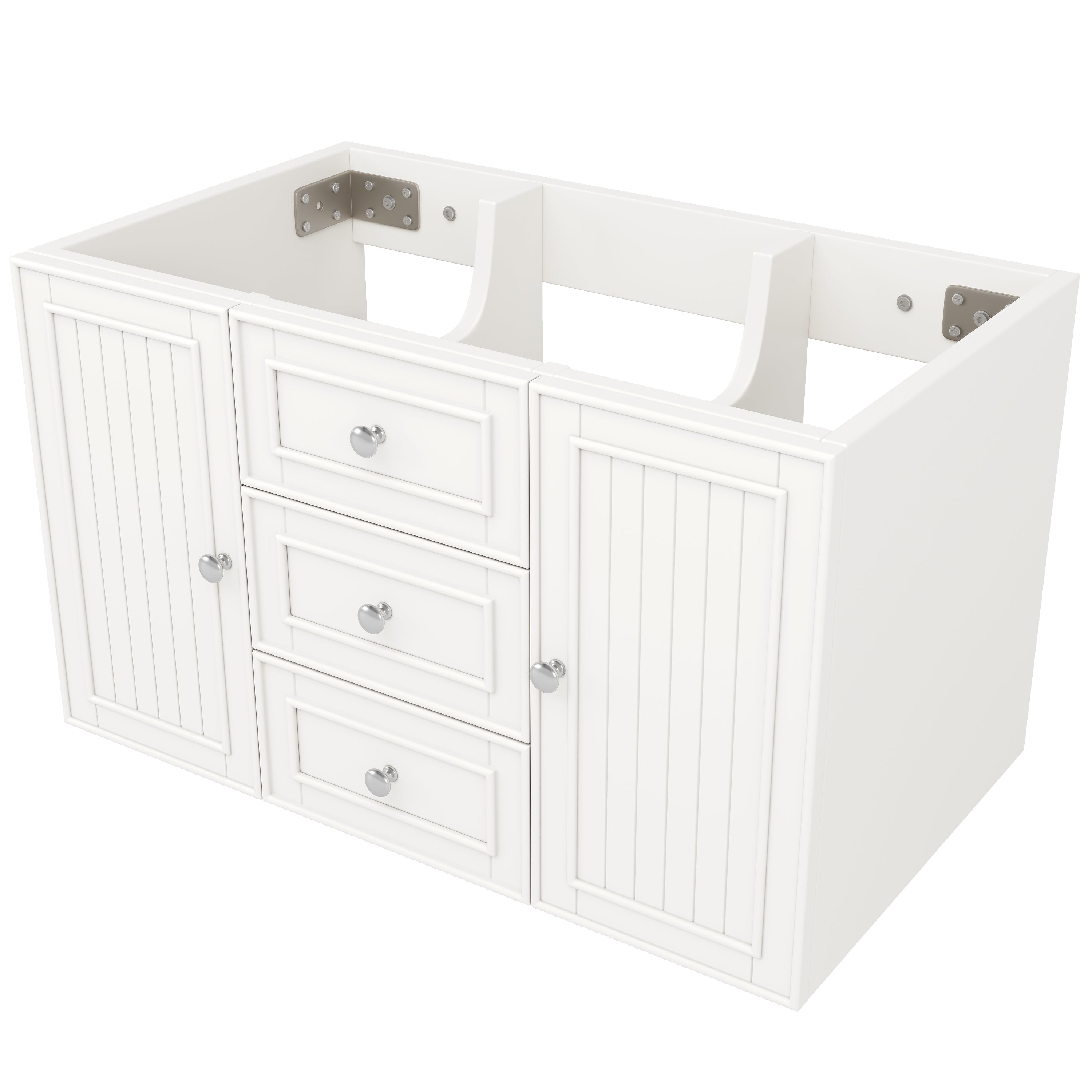 Bathroom Vanity Unit Wall-Mounted 3 Drawers Modern Style 78.5x46x46.8cm - White
