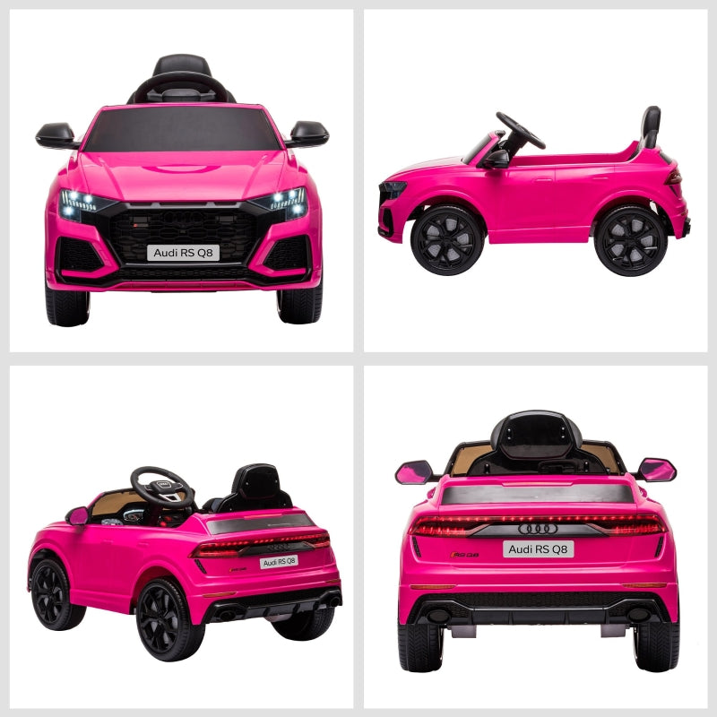 Audi RS Q8 6V Electric Ride On Car Toy with Remote USB MP3 Bluetooth, Pink