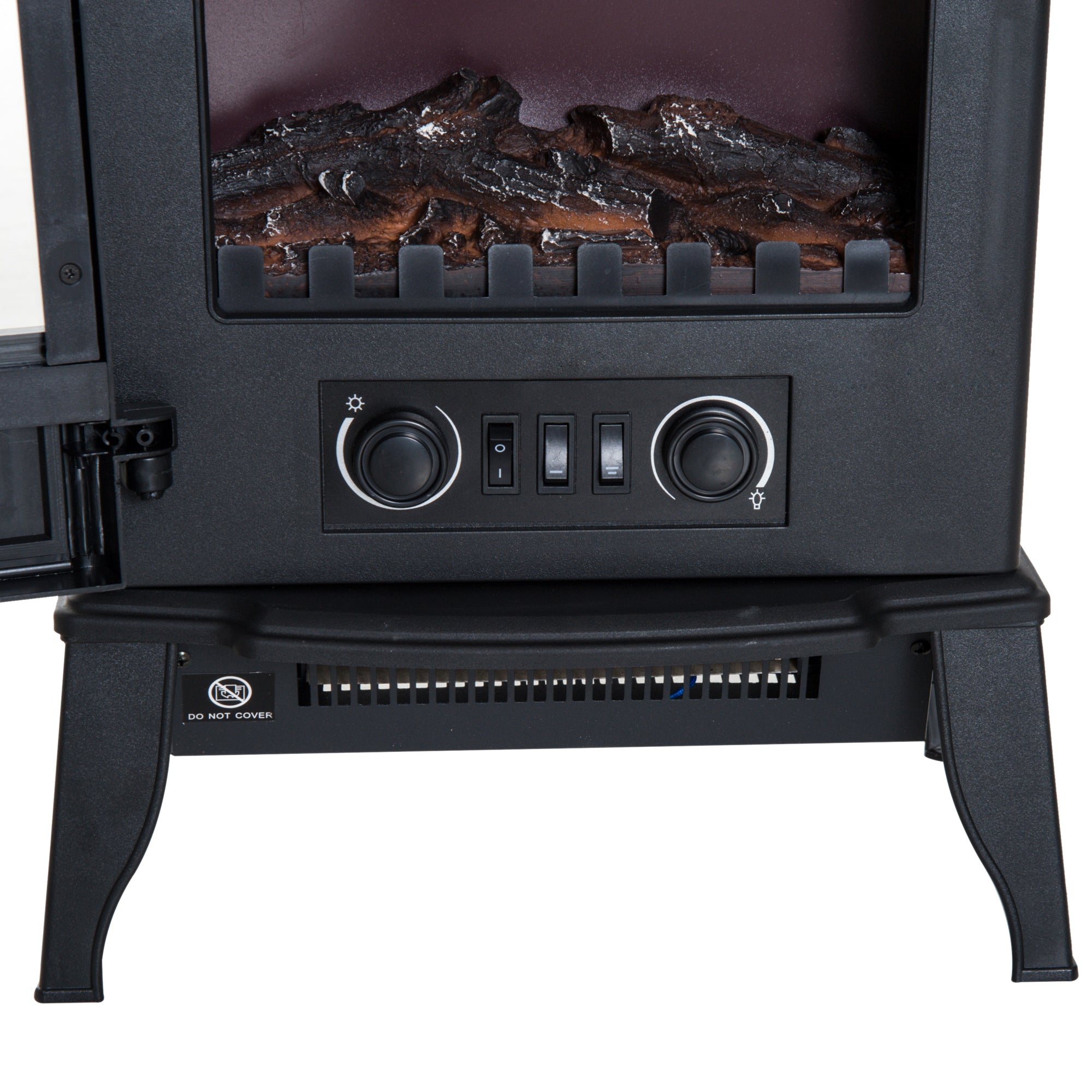 Electric Fireplace, 2000W Freestanding LED Flame, Metal