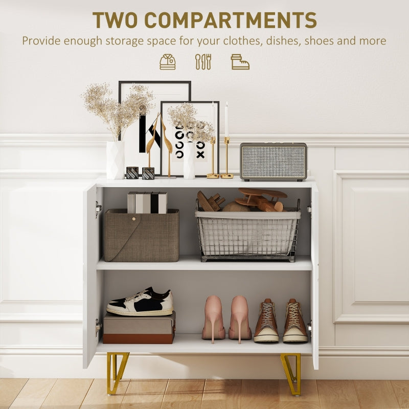 Modern Luxe Sideboard, High Gloss with Hairpin Legs - White