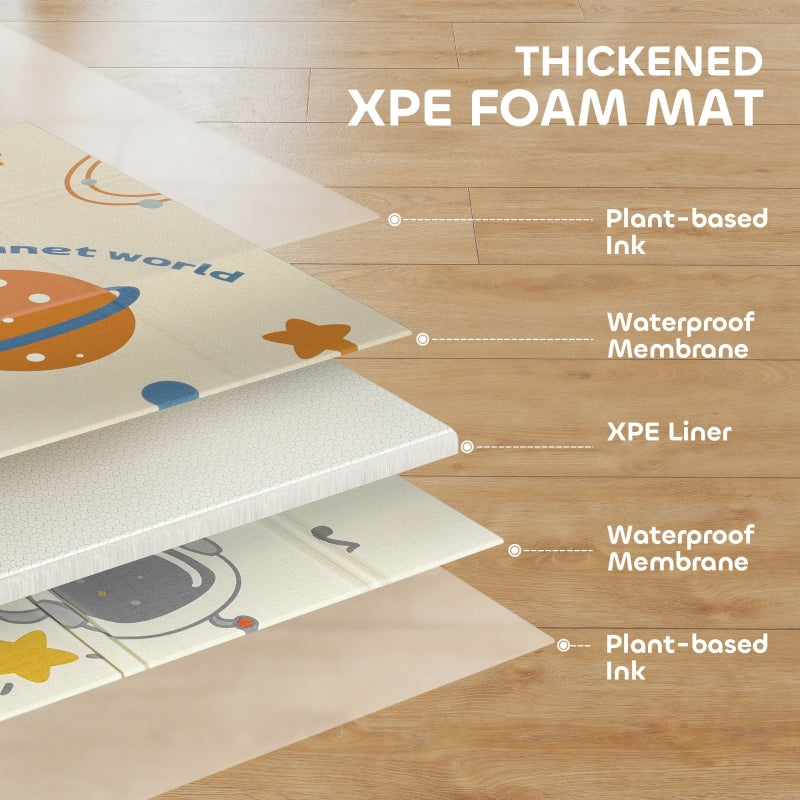 Space-Themed Baby Play Mat Double Sided Foldable Water-Resistant Multicolor