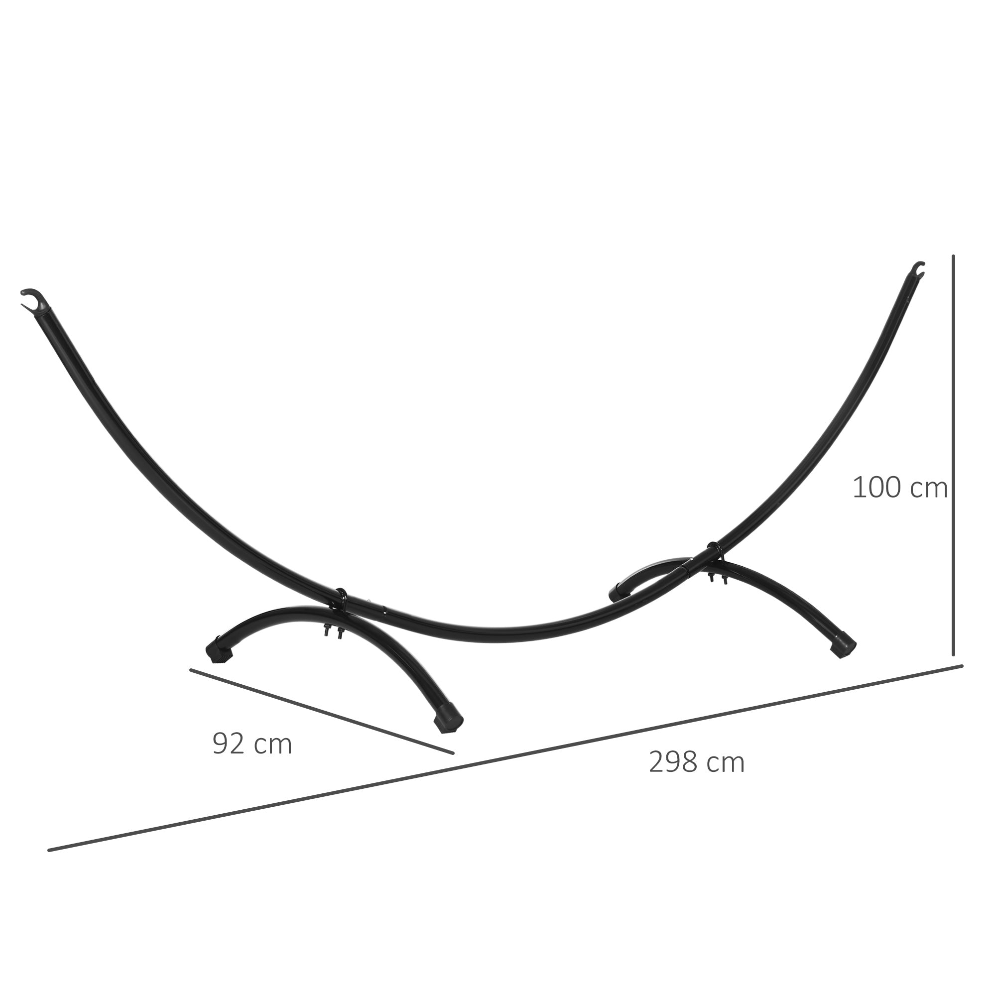 Hammock Stand | 3m Sturdy Steel Frame with Pull Rope 300x90x100cm for Garden & Beach | Black